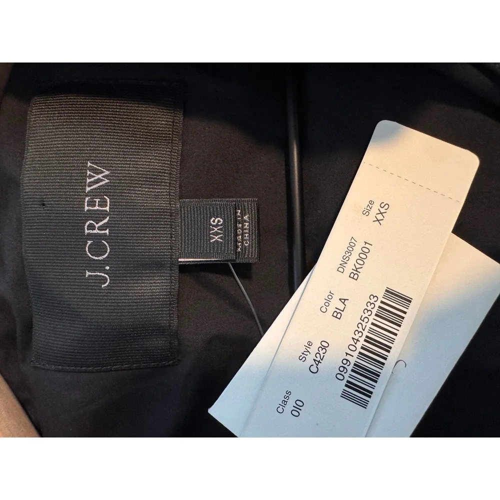 J. Crew Short Sleeve Poplin Shirtdress Black Cotton C4230 XXS